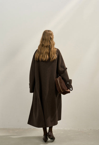 Premium Lamb Wool Shawl Collar Coat – Soft & Elegant Winter Overcoat