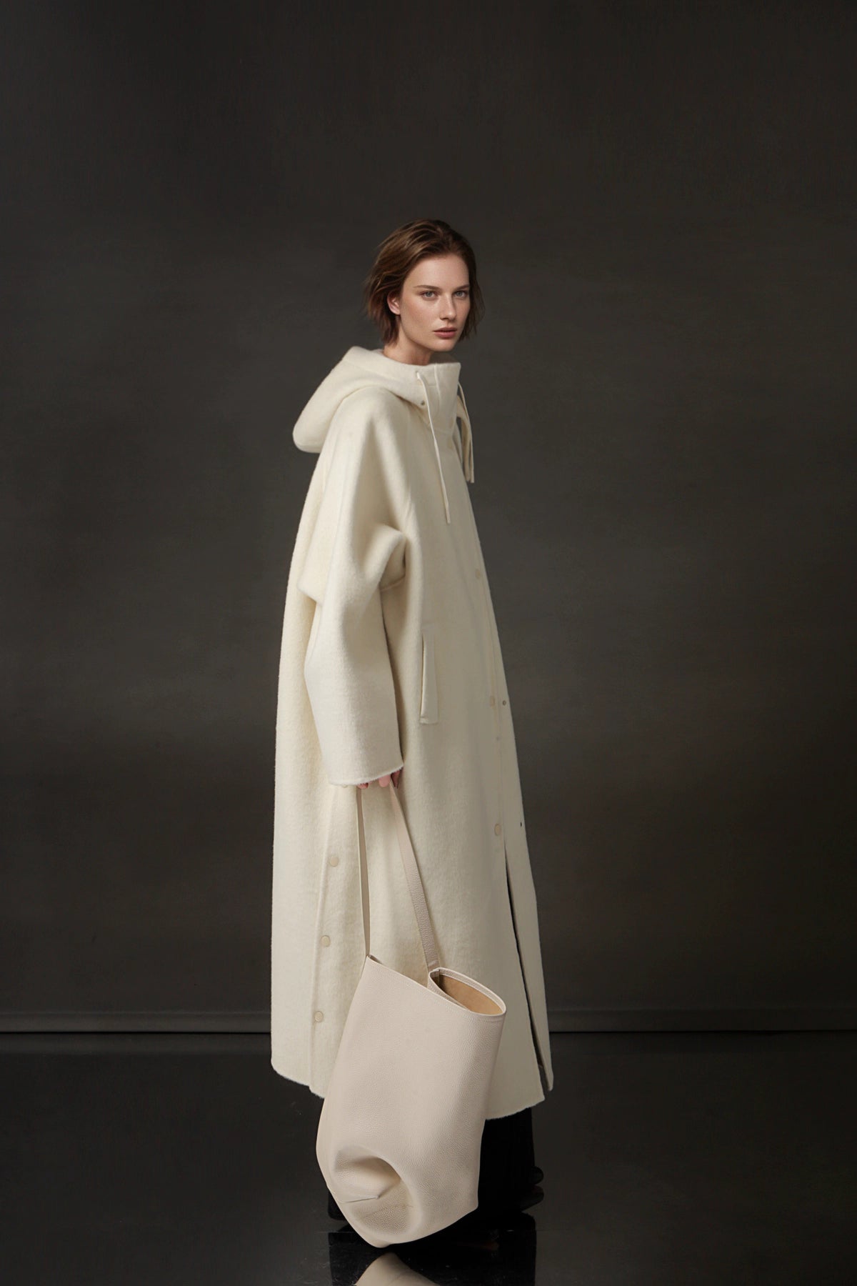 Hooded Alpaca Wool Long Coat