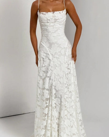 Strappy Backless Jacquard Maxi Dress