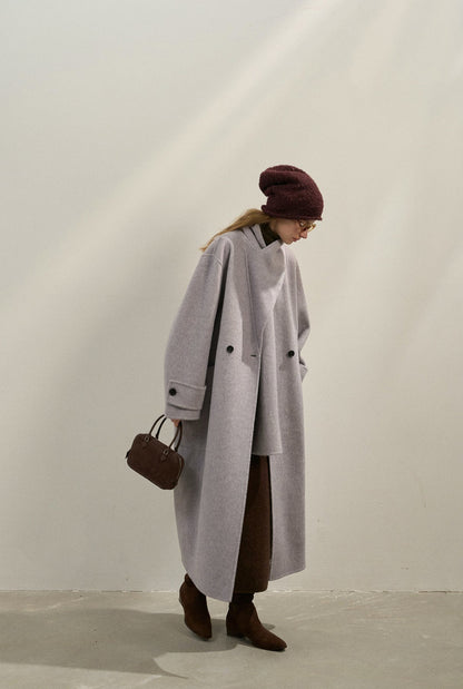 Premium Lamb Wool Shawl Collar Coat – Soft & Elegant Winter Overcoat