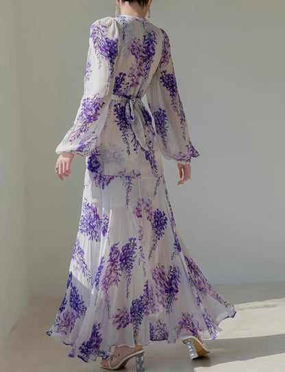 Mirella Embroidered Tulle Maxi Dress with Slit