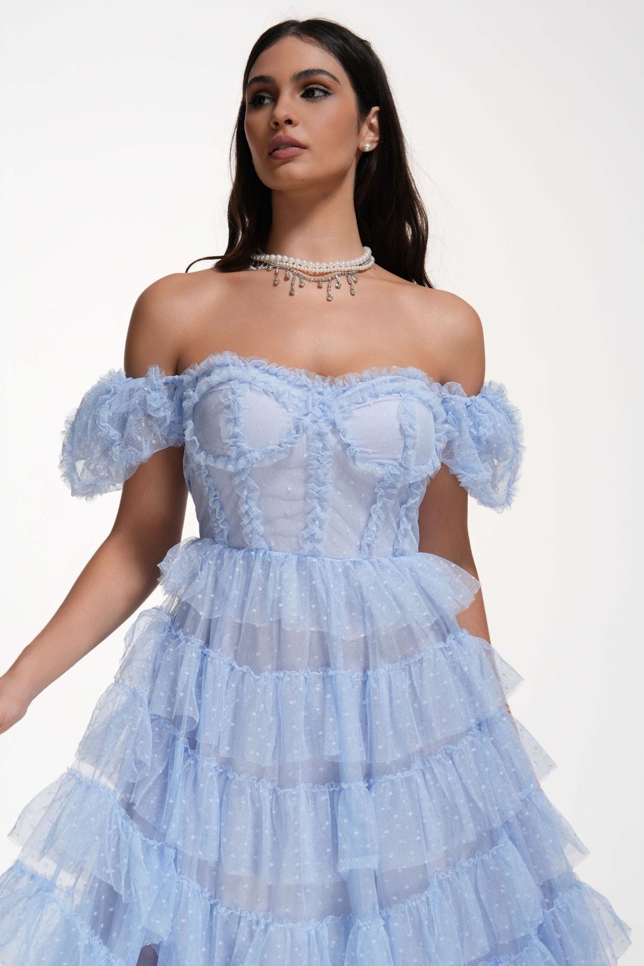Polka Dot High-Waist Slit Maxi Dress