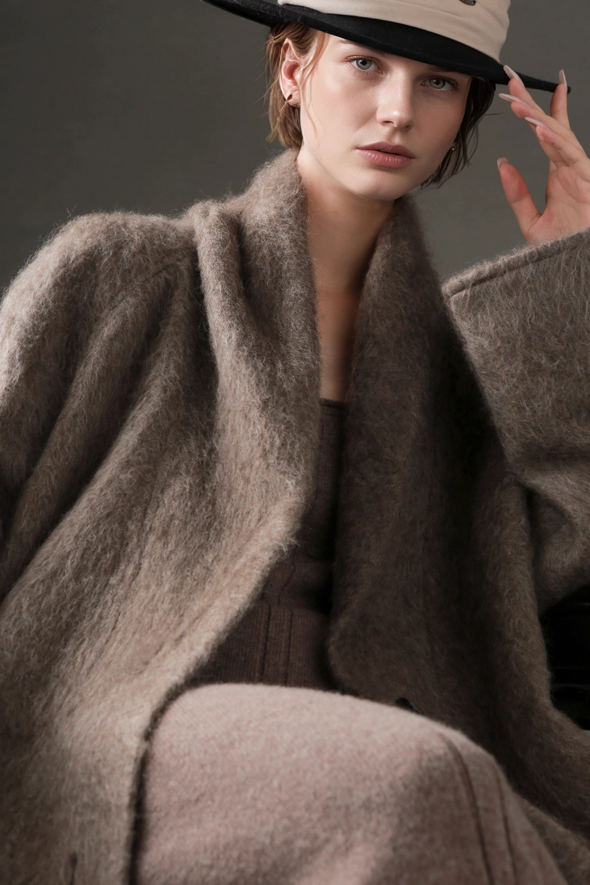 Luxury Tibetan Yak Wool Knit Coat – Belted Relaxed Fit