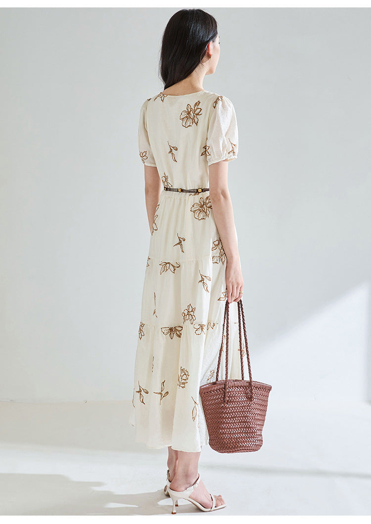 Seraphina Embroidered Square Neck Midi Dress