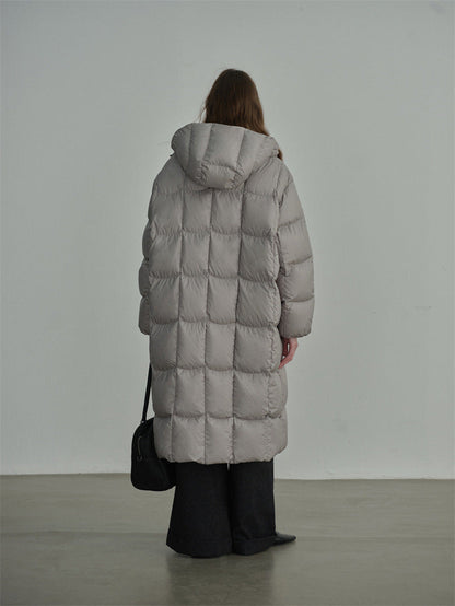 Long Hooded Duck Down Coat