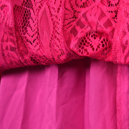 Frilled Short Sleeve Lace-Trim Lotus Dress