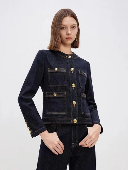 Navy Short Denim Jacket