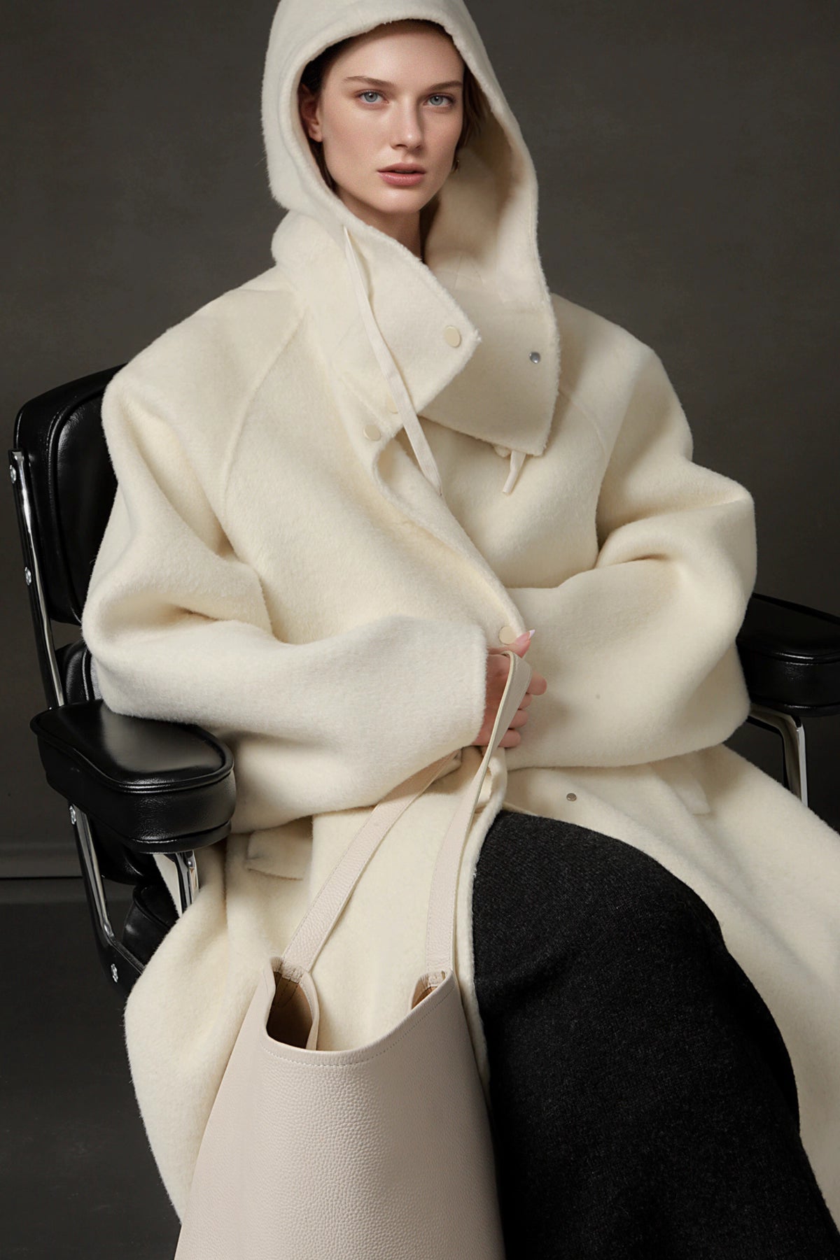 Hooded Alpaca Wool Long Coat