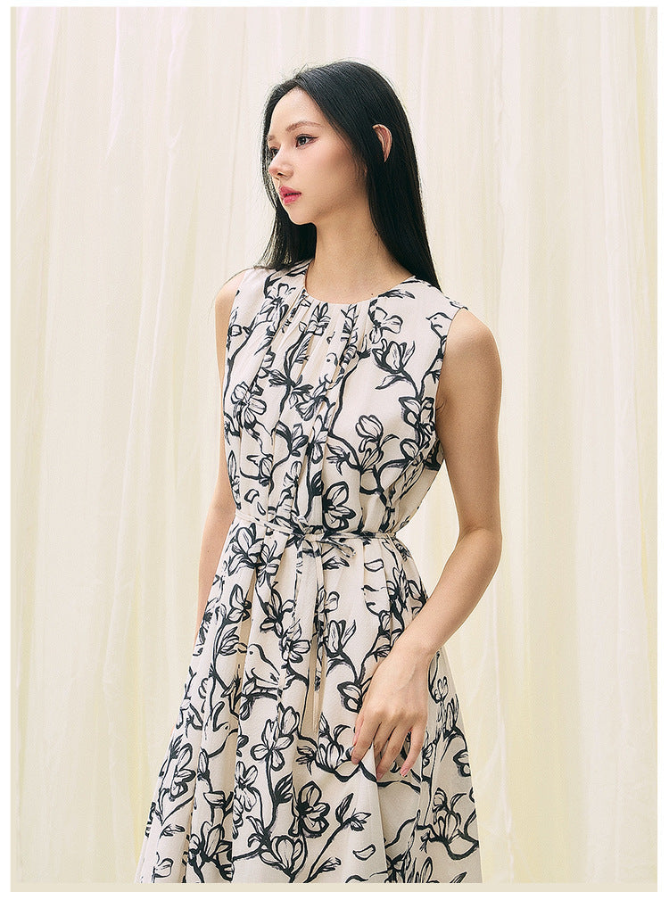 Black & White Printed Loose Fit Summer Dress