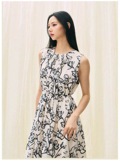 Black & White Printed Loose Fit Summer Dress