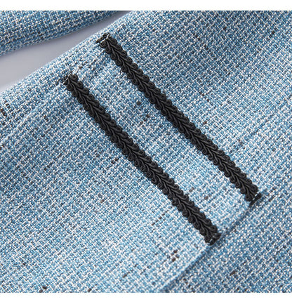 French-Texture Mini Dress with Scarf Collar