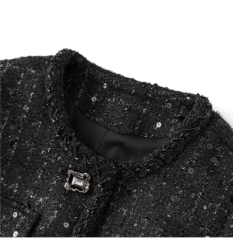 Lustrous Wool-Blend Two-Piece Set – Tweed Jacket & Mini Skirt