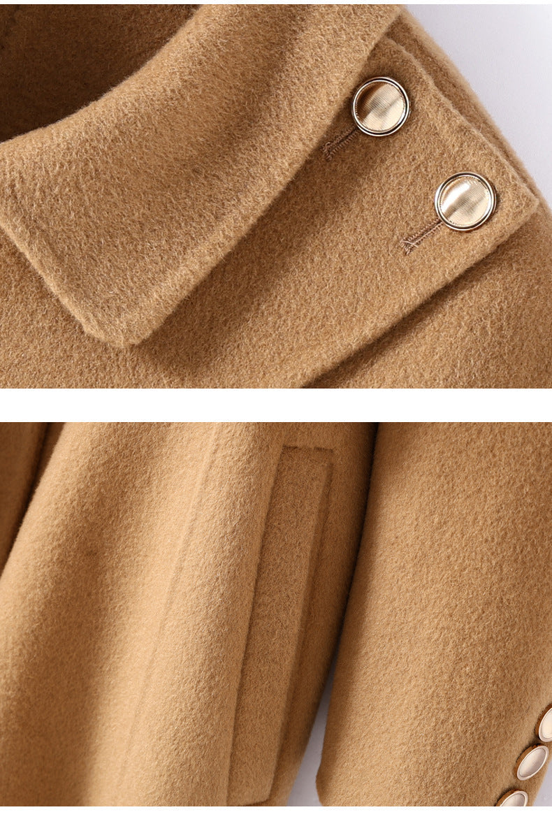 Hepburn Wool Coat with Detachable Shawl – Double-Faced 100% Wool