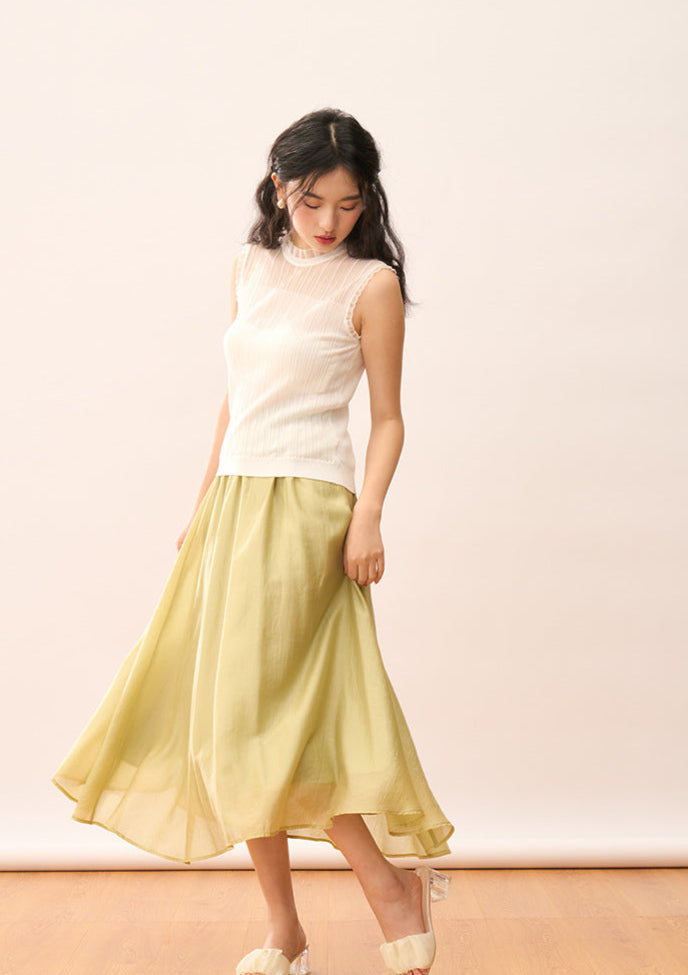 High-Waisted Lightweight A-Line Tencel Skirt