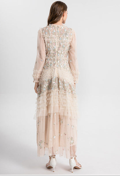 Long Tulle Dress with Ruffles