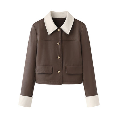 Cropped Faux Leather Jacket – Retro-Inspired Biker Style