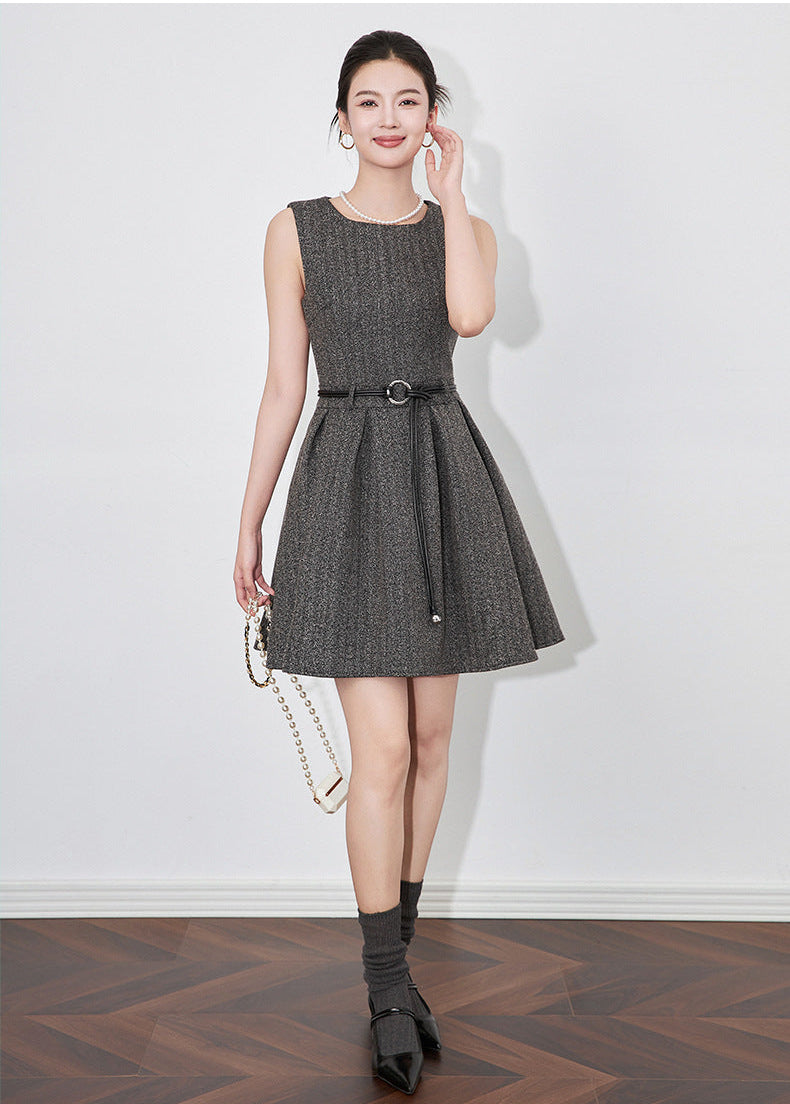 Modern Color-Block Jacket & Chanel-Inspired Pleated Dress Set