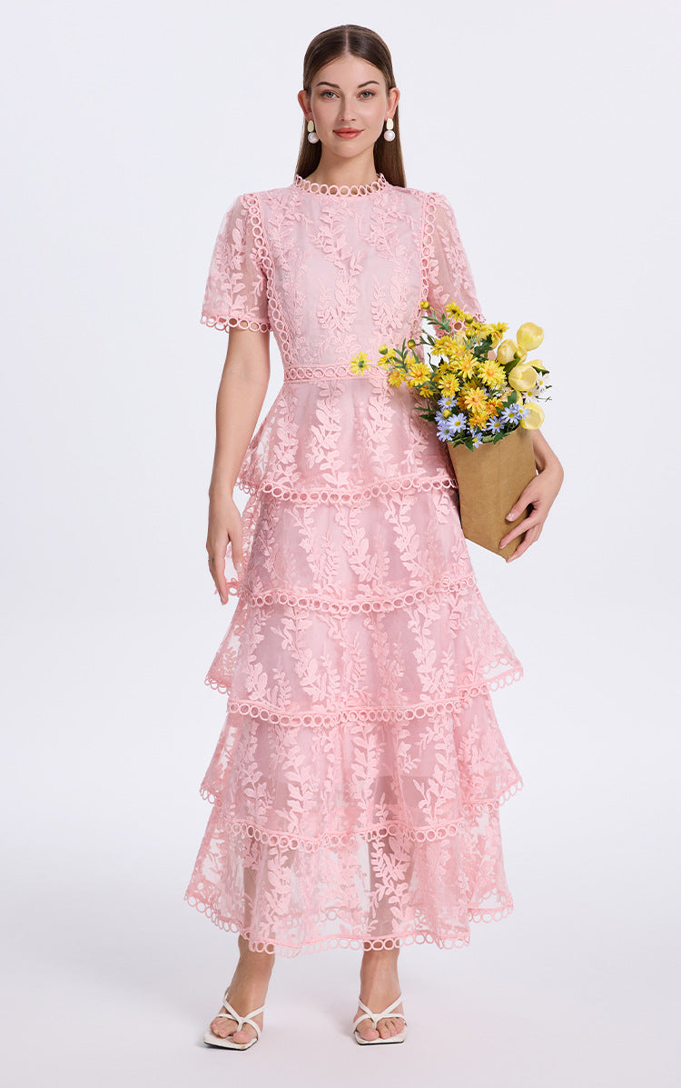 Embroidered Ruffle Tiered Maxi Dress