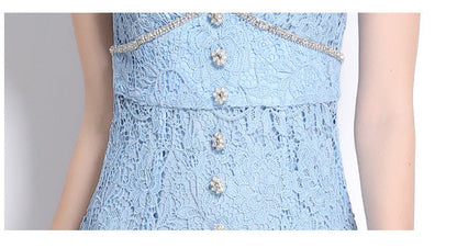 Lace Bow Detail French-Style Dress