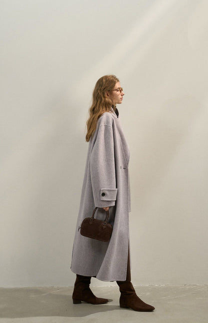 Premium Lamb Wool Shawl Collar Coat – Soft & Elegant Winter Overcoat