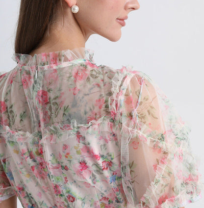 Floral Tulle Midi Dress