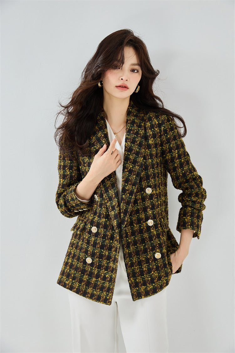 Yellow Tweed Textured Chic Blazer