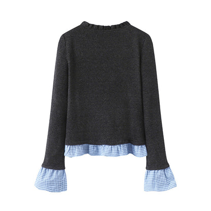 Slim Fit Knit Top with Flared Cuff Details – Long Sleeve Elegance