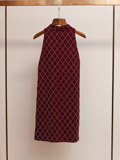 Red Strapless Dress with Crystal Embellishments