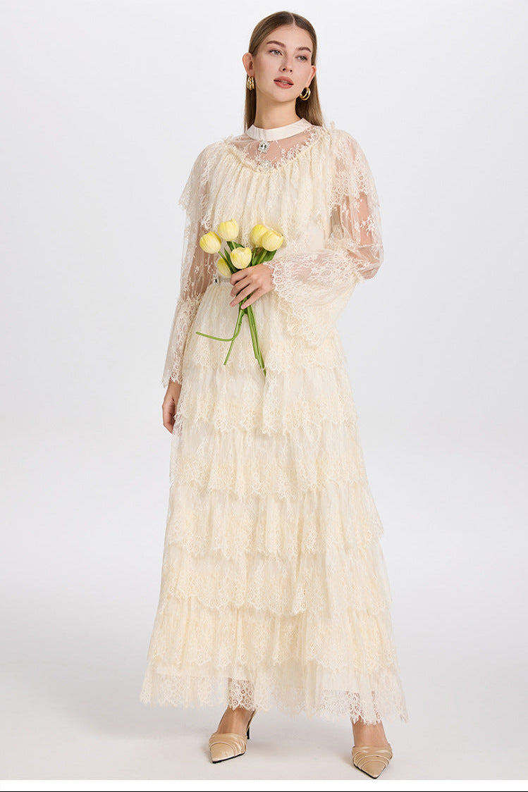 French Elegance Tulle-Layered Crystal Princess Gown