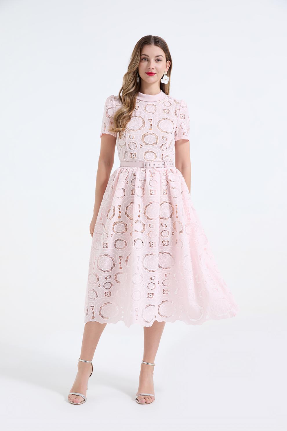 Elegant Lace Puff Maxi Dress
