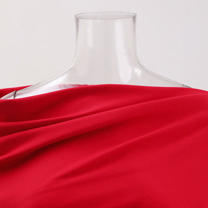 One-Shoulder Asymmetric Hem Red Maxi Dress