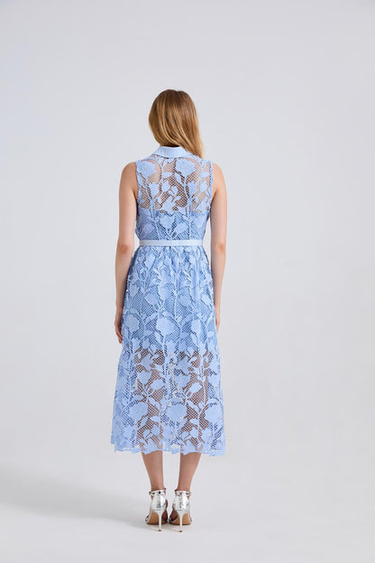 Shirt-Style Lace Midi Dress