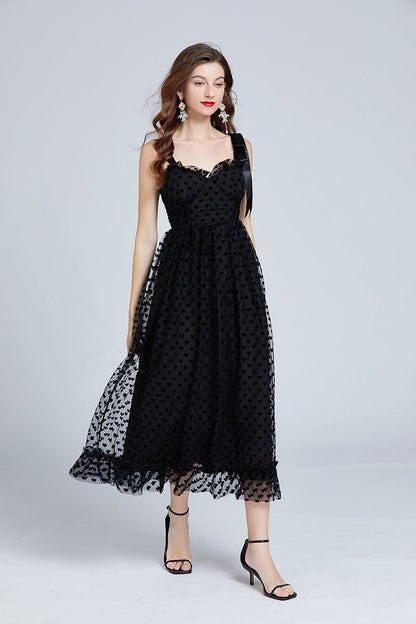 Love Dots Ruffled Maxi Dress – Adjustable Straps