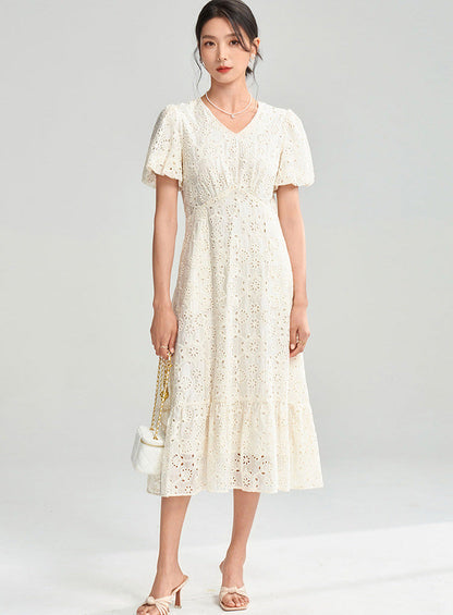 Moonlight Embroidered Summer Dress – Tencel Elegance
