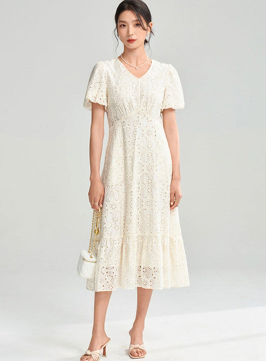 Moonlight Embroidered Summer Dress – Tencel Elegance