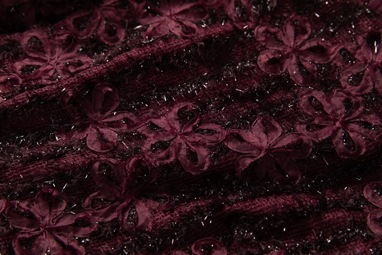 Plum 3D Floral Detail Tulle Evening Dress