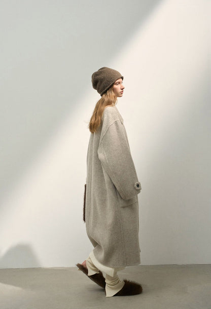 100% Wool Long Zip Coat – Timeless Warmth and Refined Simplicity