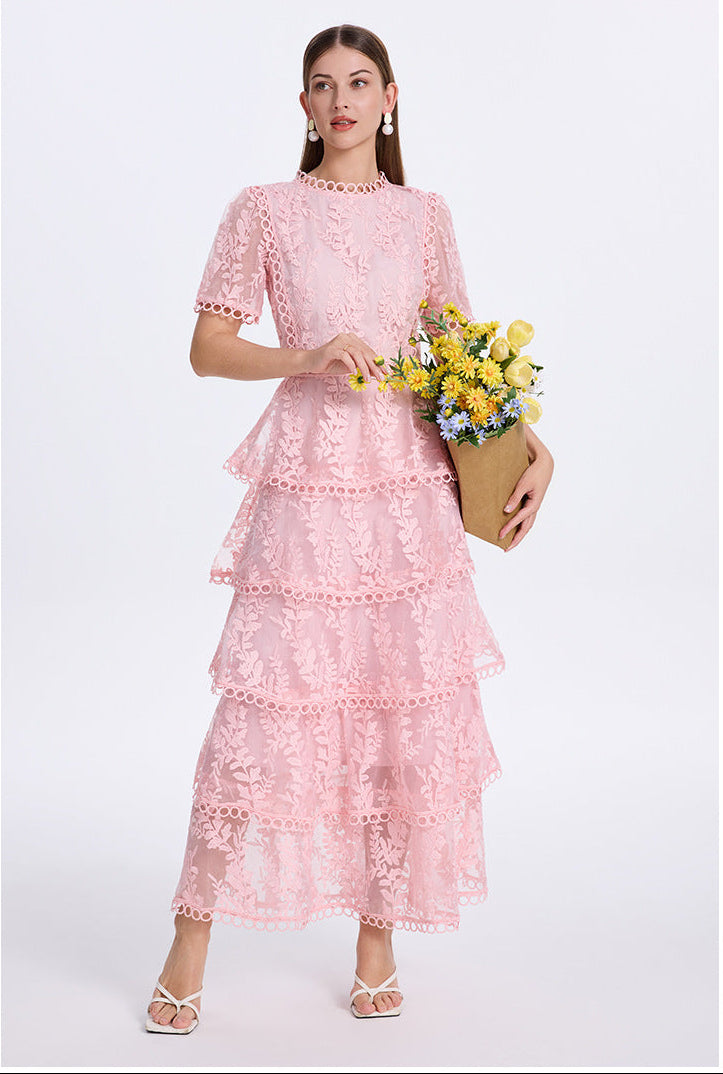 Embroidered Ruffle Tiered Maxi Dress