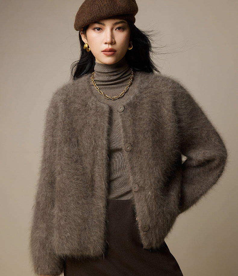 Luxury Wool-Blend Cropped Knit Jacket