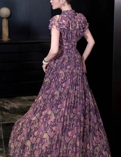 Vintage Rouge Printed Long Dress