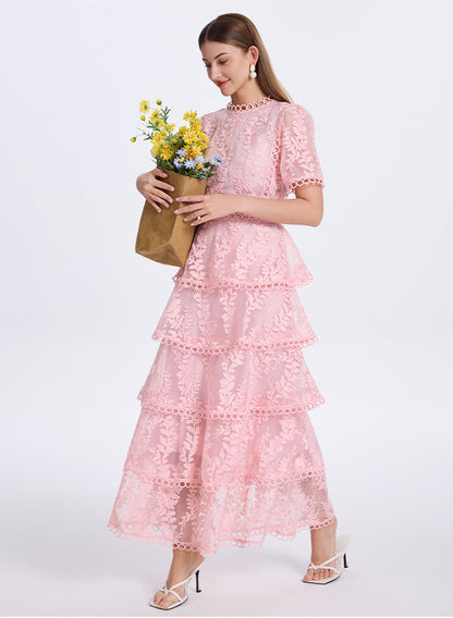 Embroidered Ruffle Tiered Maxi Dress