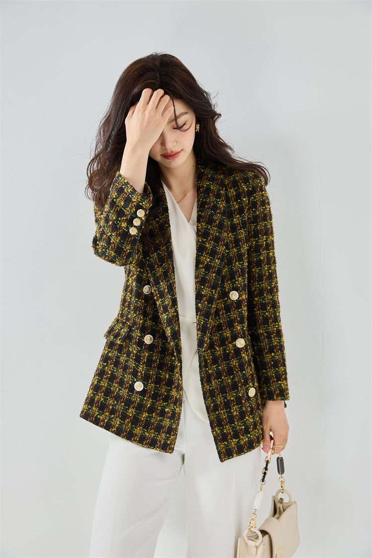 Yellow Tweed Textured Chic Blazer