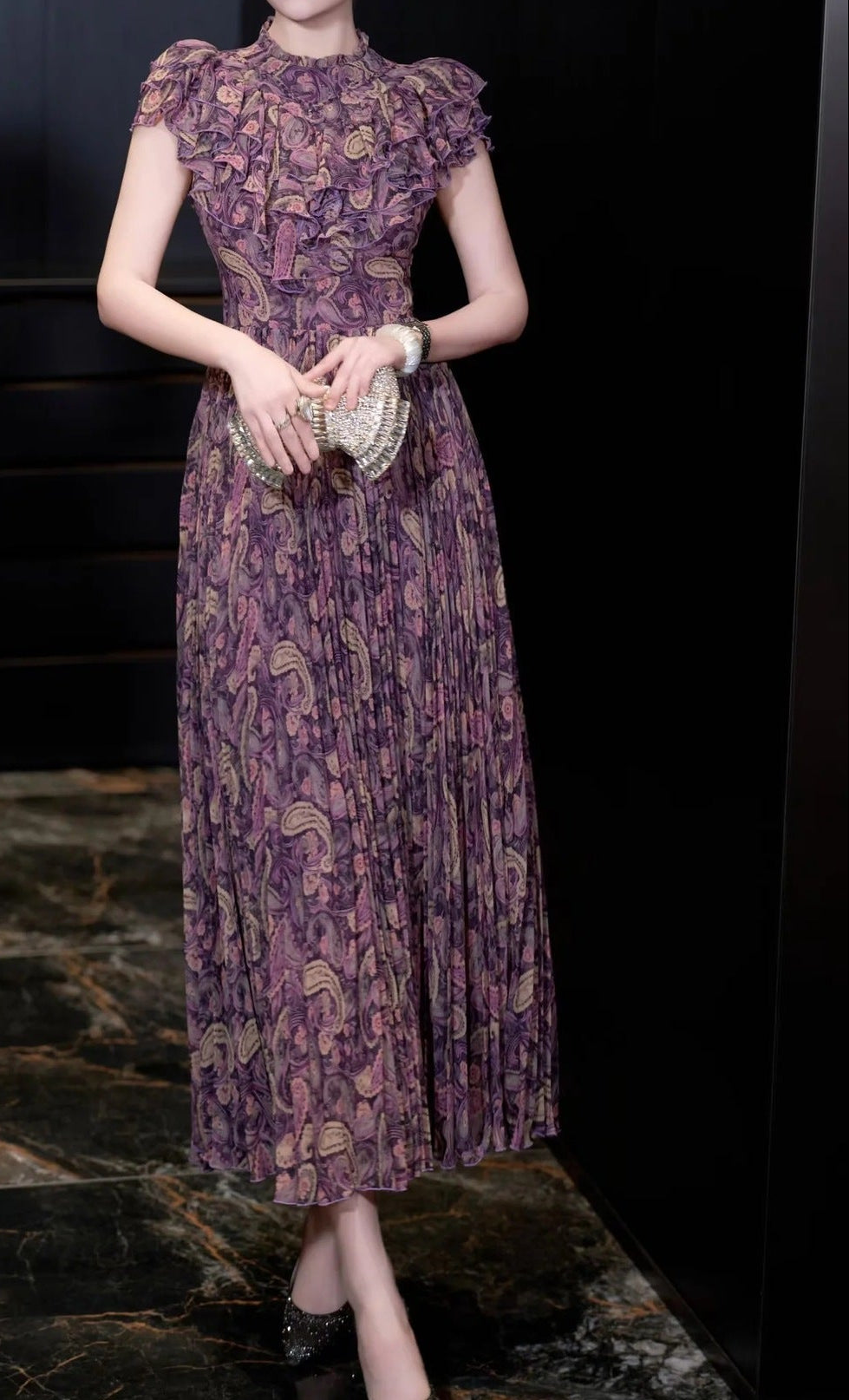 Vintage Rouge Printed Long Dress