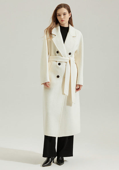 Classic Alpaca Wool Long Coat – Double-Faced Oversized Design