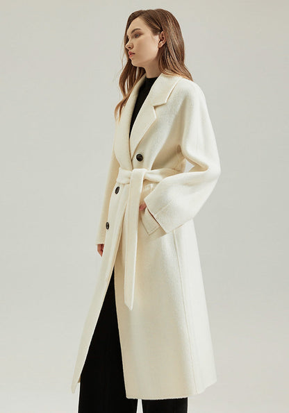Classic Alpaca Wool Long Coat – Double-Faced Oversized Design