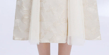 Jacquard Lace Detail Midi Dress