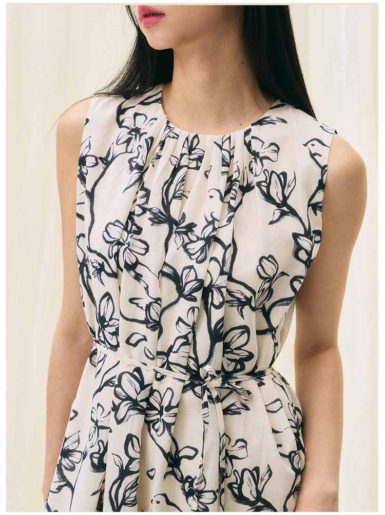 Black & White Printed Loose Fit Summer Dress
