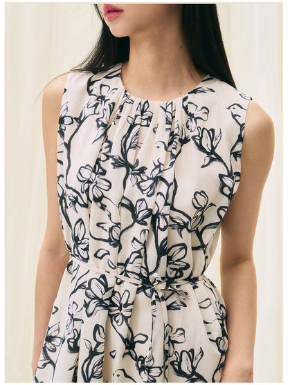 Black & White Printed Loose Fit Summer Dress