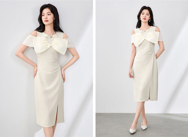 Summer Elegance Bow-Tie Midi Dress