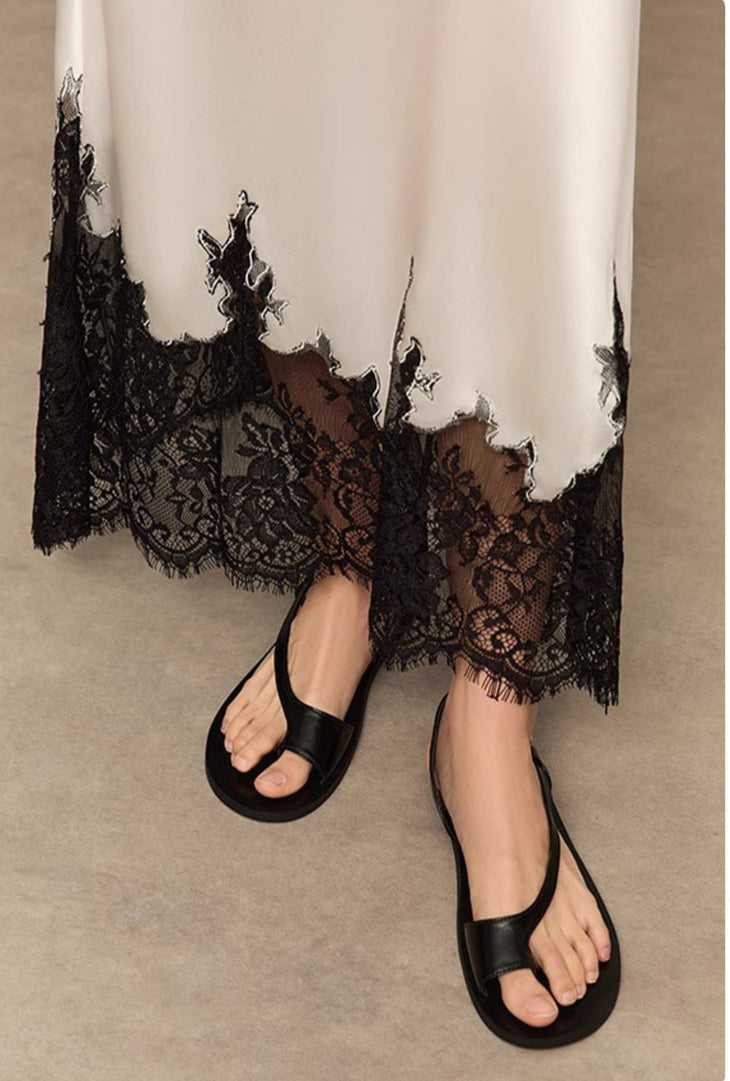 Lace-Trimmed Acetate Satin Maxi Skirt